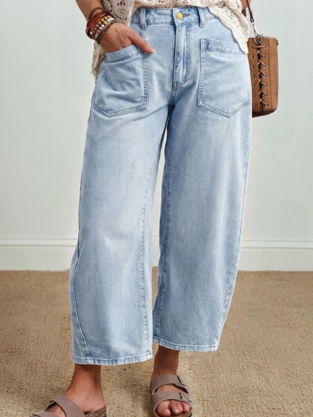 Barrel Light Wash Relaxed Jeans